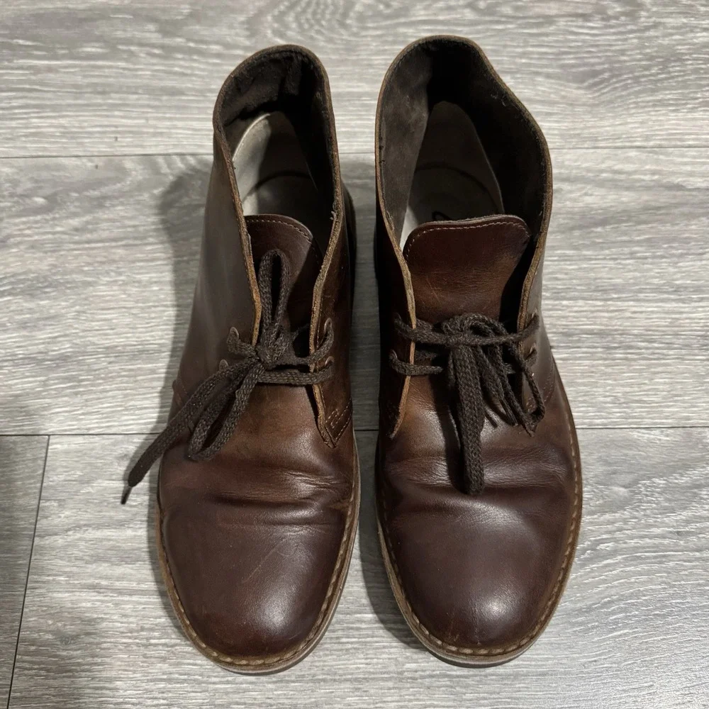 Clarks Men's Bushacre 2 Size 8 M Dark‎ Brown Leather Classic Chukka Boots